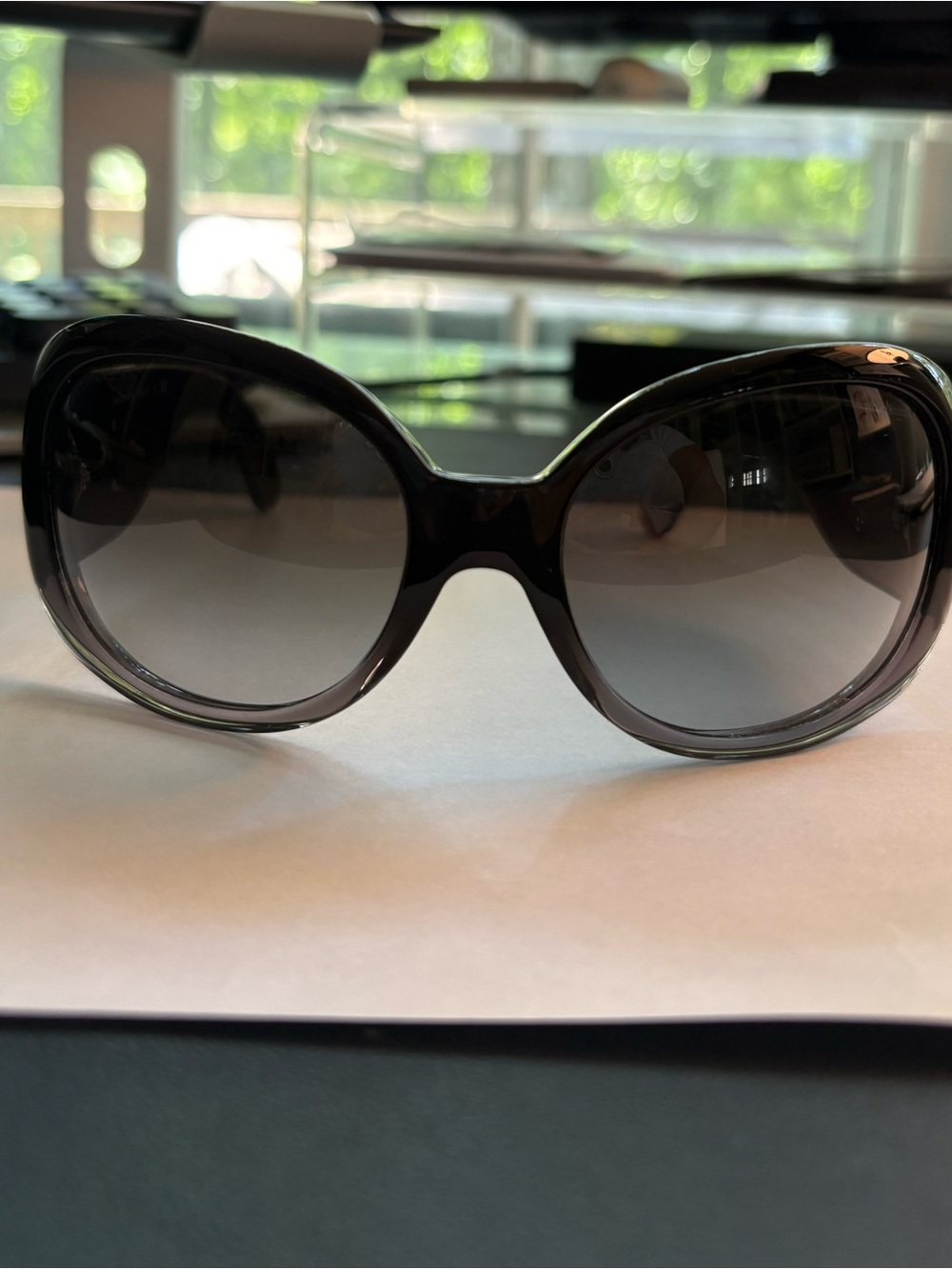 Women's Oversized Vintage Chanel Black Sunglasses with silver logo - style 5167 - Picture 3 of 7